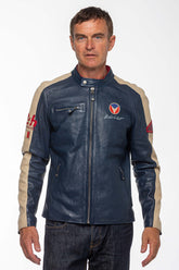Men's Michel Vaillant Michel leather jacket in royal blue